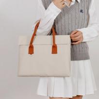 17-inch Lightweight Japan-Korea Laptop Commuting Handbag with Printed Logo gray