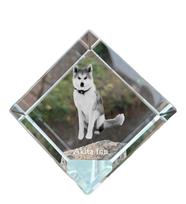 Akita, Akita Inu - crystal cube with a photo, photo of a horse in crystal, cubic paperweight from Art-Dog brand skaidri