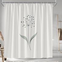 Modern Dandelion Shower Curtain - Abstract Black & Olive Green, Geometric Accents on Soft Beige, Polyester, Machine Washable 150X180cm white
