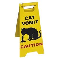 1Pc Cats Vomit Caution Signs Cats Vomits Warning Signs Desk Decorations Funny Novelty Cats Vomit Signs for Home Decors black