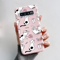Dėklas Samsung Galaxy S10 S 10 Plus S10E Telefonui Dangtelis Mielas Triušis Panda Dažytas Minkštas TPU Coque Samsung S10 S10+ S10E Funda S10 Plus white