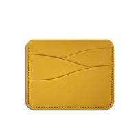Fashion Wavy Leather Card Bag Women Men Ultra-thin 4 Slots Card Holder Soft PU Leather Bank Credit Card Case geltona