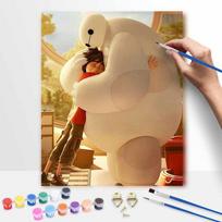 Disney Big Hero 6 Baymax Hugs Hiro Oil Painting Art Painting Set Home Wall Decor Handmade Gift 40x50cm beige