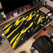 MousePad Large AntiSlip Rubber Gaming Art Black And White Line MousePad Durable Desk Pad Edge Suitable for Office and Gaming 800x300x2mm yellow