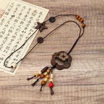 Bohemian Geometric Flower Moon Tassel Choker Necklace for Women beige