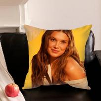 M-Millie Bobby Brown Pillowcase Living Room Sofa Cushion Cover Bedroom Room Bed Pillow Cover Home Decoration Peach skin 18*18(CM)-1Pcs yellow