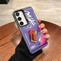 Milka Šokoladinės Karvutės Sausainiai Telefono dėklas Samsung Galaxy S24 S23 S22 S21 S20 Note20 Ultra Plus Fe spalvos sidabrinis Dangtelis Samsung S23 Plus gray