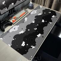 Cute Cartoon Cat Mouse Pad Pink Large Computer Keyboard Pads Natural Rubber Anti-Slip HD Gaming Mousepad Long E-Sports Desk Mat 30cmx60cm gray