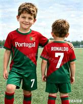 26 berniukai Ronaldo Nr.7 Futbolo marškinėliai Šortai Rinkinys Moterys Vyrai Harajuku PORTUGALIJA Gerbėjai Marškinėliai Šortai Rinkinys Vaikai Sportinis kostiumas 2 dalių rinkinys 100