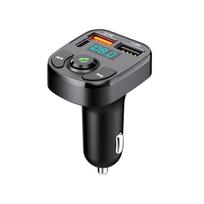 Multifunctional Dual USB Port Car Charger Wireless Bluetooth 5.0 FM Transmitter Music Adapter Hands-Free Car Kit Radio Receiver gray