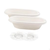 2 vnt. Duonos kildinimo krepšeliai, plaušienos kildinimo kepimo reikmenys profesionalams, 25 cm 25cm white