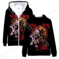 Siaubo filmas Terrifier 3 3D spausdinimo Hoodie Vyrams Moterims Madingas Užtraukiamas Hoodie Megztinis Vyriškas Striukė Vyriškas Sportinis Kostiumas Užtrauktukas Drabužiai Naujas XL brown