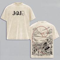 JoJo's Bizarre Adventure Anime T-shirt For Men's Clothing Vintage Y2k Washed Oversized T Shirt Short Sleeve  Tees Top M white
