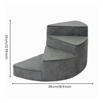 Putplasčio šuns laipteliai švelnus nuolydis augintiniams su veliūro uždangalu minkšti mažiems šunims 3-step 48x33cm gray