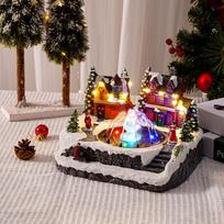 Rotating Christmas Music Box with Water Spray and Resin Fountain Ornament