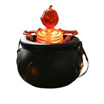 Black Cauldron-Style Bucket Halloween Skeleton Flame Bucket Light  Haunted House Displays B red