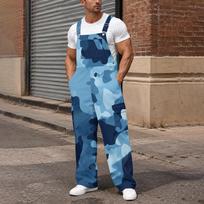 Men's Loose Fit Cargo Overalls Wide Leg Jumpsuit with Multi-Pocket Utility Storage XL gray