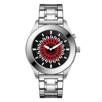 MahJong Watch with Dynamic Animated Flame Display Millennium Retro Creative Futuristic Wristwatch with Stainless Steel Band black