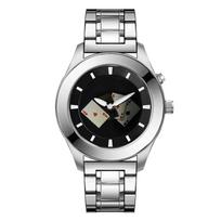 MahJong Watch with Dynamic Animated Flame Display Millennium Retro Creative Futuristic Wristwatch with Stainless Steel Band black