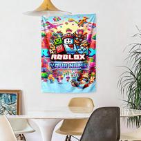 Roblox Personalized Name Tapestry Aesthetic Wall Tapestry Smooth Polyester Great for Camping Four Seasons Decor Birthday Christmas Gift 100cmx150cm blue