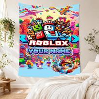 Roblox Personalized Name Tapestry Aesthetic Wall Tapestry Smooth Polyester Great for Camping Four Seasons Decor Birthday Christmas Gift 150cmx200cm