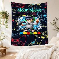Roblox Personalized Name Tapestry Aesthetic Wall Tapestry Smooth Polyester Great for Camping Four Seasons Decor Birthday Christmas Gift 180cmx230cm