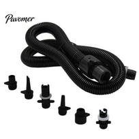 Inflatable Boat Pump Hose 1 Set Paddle Board Adapter with 6 Air Nozzles Pole Easy Connection Wide Compatible Electric Accessories Kit Connector Sets black