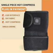Electric Heating Neck Shoulder Brace Heating Knee Massager Ankle And Wrist Support Adjustable Heating Belt For Arthritis Joint I USB plug-in black