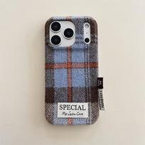 Šiltas languotas audinio telefono dėklas, skirtas iPhone 17 16 Pro 14 13 15 Pro Max, dangtelis Apple 16 15pro Max, minkštas, pūkuotas, mielas dėklas for iphone 15 Pro gray