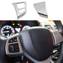 For Suzuki S-cross Scross SX4 2014 2015 2016 2017 Car Detector Stick Cover ABS Matte Steering Wheel Interior Kit Trim Frame 2PCs gray
