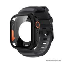 Silikoninis dirželis+Dėklas Pakeisti į Ultra Apple Watch Ultra 11 10 9 8 7 6 5 4 SE iWatch 46mm 49mm 45mm 44mm Ekrano apsauginės plėvelės 44mm series 6SE54 black