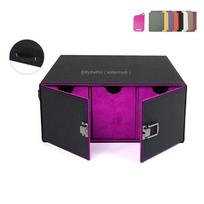 Large Capacity Card Deck Box Holds 1000+ Trading Cards PU Leather Handheld Card Storage Box for MTG TCG Baseball Sport Cards violetinė
