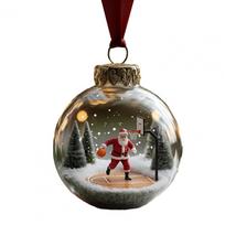 Christmas Ornaments Holiday Decorations Santa Claus Stadium Glass Ball Ornament Sports Theme Christmas Tree Hanging Decor gray