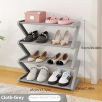 4-layer Z-shaped shoe rack, simple household shoe storage rack, dormitory assembly shoe rack gray