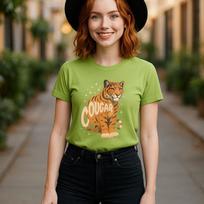 Cougar Graphic Tee Unisex Cotton Shirt, Animal Lover Gift Wild Cat Tee, Sexy Tee S beige