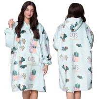 Antklodė Megztinis Oversize Šiltas Storas Antklodė Megztinis 2in1 XXL Katės Pūkuotas [Ub-Kb-Wz-8] gray