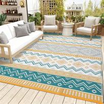 VIKAMA Boho lauko kilimas Lengvai plaunamas terasos grindų kilimėlis Sulankstomas kempingo pikniko kilimėlis RV balkono vidaus namų dekoro kilimas 40cm x 60cm