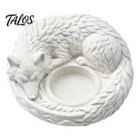 Unique Resin Art Craft Wolf Shaped Candlestick Holder, Matte 3D Print Candle Stand, Rustic Element Home Accents Animal Tealight Candles Ornament balta