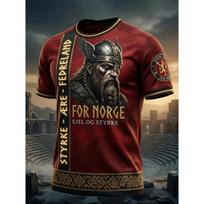 Vikingų Warriors Marškinėliai Vintage Nordic Norsk Liūto Simbolis Keltų Mazgas 3D Spausdinimas Patriotiškas Nacionalinis Gerbėjo Laisvalaikio Sportinis Trumpomis Rankovėmis M black