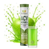 Biotane ACV (Apple Cider Vinegar) with Moringa & Pomegranate Extract Effervescent Tablets | Weight Management & Stress Relief Supplement | Green Ap