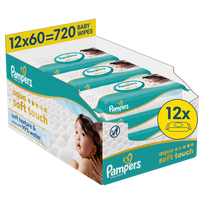 Drėgnos servetėlės kūdikiams Pampers Aqua Soft Touch, 720 vnt.