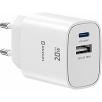 Swissten Edge GaN Travel Charger GaN USB-C PD 20W + USB-A 18W QC 22071713