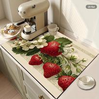 1Pcs Rubber Drying Mat With Country Style Strawberry And For Coffee Shop Restaurant Kitchen Carpet Tableware Durable Diatom Mud 30*40cm brown