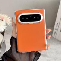 Applicable to Huawei Pura X Max folding mobile phone case magnetic charging simple solid color light plain leather  case huawei pura xmax orange