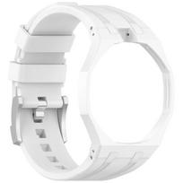 Integrated Modification PC Case+Silicone Strap for Swatch X AP Royal Pop Pocket Watch for Men Women White-12 white