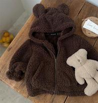 Vaikų striukė Mergaitėms Vilnos paltas Ruduo Žiema Storas Hoodie Viršutinis drabužis Berniukams Vilna 70cm ruda