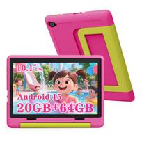 Android 16 Kids Tablet, 10.1 Inch, 20GB+64GB, Parental Control, WiFi 6, 5000mAh rožinė