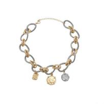Fashion Cuban Chain Necklaces Double Color Circular Choker Charm Geometric Pendant  for Party auksas/sidabras