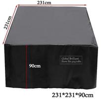 Universalus 210D Oksfordo kvadratinis karšto kubilo dangtis SPA baseino vonios dangtis Vandeniui atsparus baseino baldų apsaugas Dulkių dangalas 231x231x90cm Black