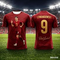 Futbolo marškinėliai vaikams Lewandowski, 3D dizainas, Greitai džiūstantys, Kvėpuojantys, Rekomenduojami naudoti lauke XL brown